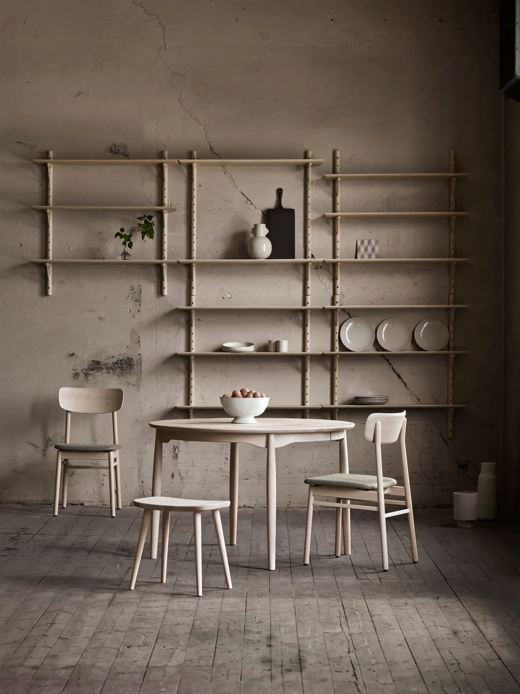 Tabouret Palle chêne, Vernis mat clair Stolab