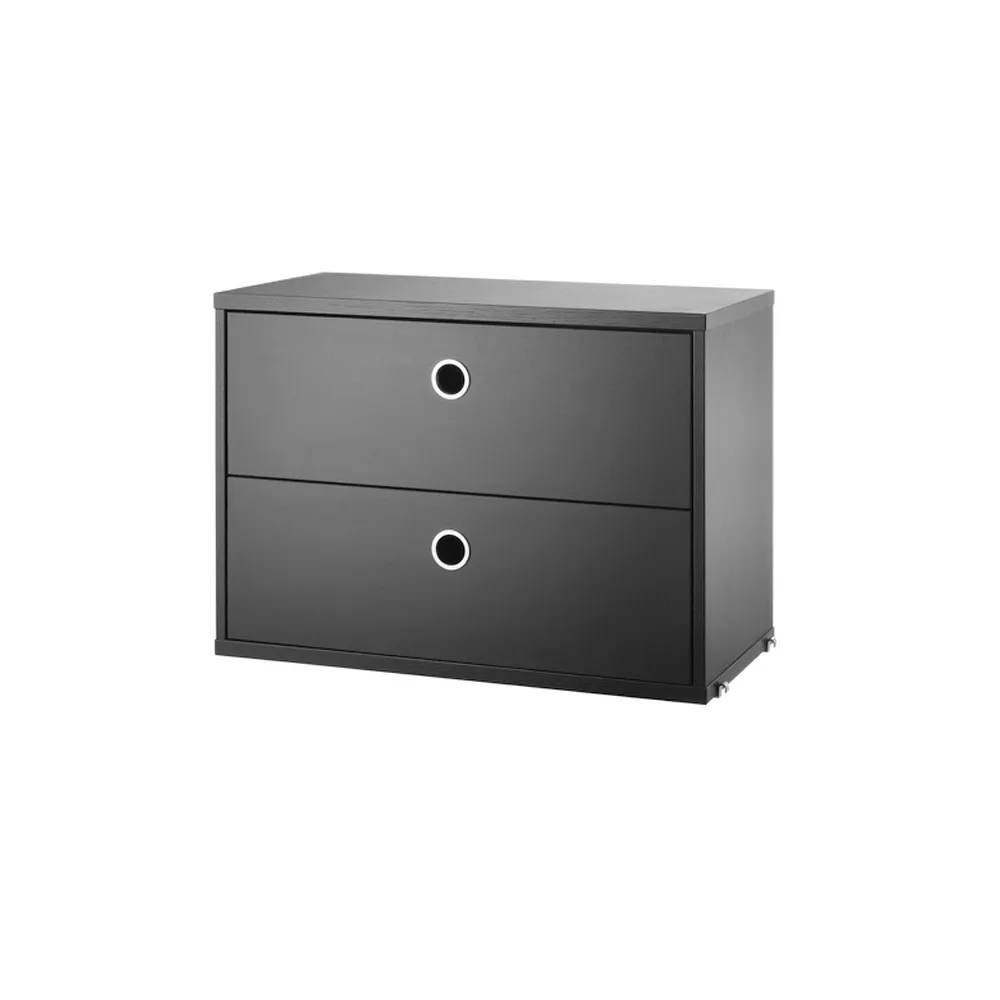 Caisson à tiroirs String, frêne lasuré noir, 58x30 cm String