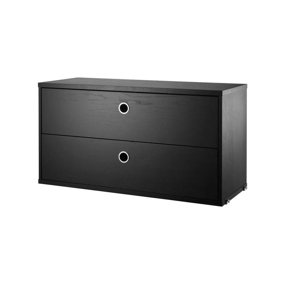 Caisson à tiroirs String, frêne lasuré noir, 78x30 cm String