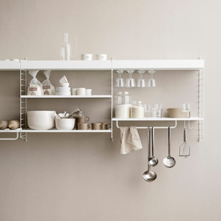 Étagère en métal String, blanc, 78x20 cm, bord bas String