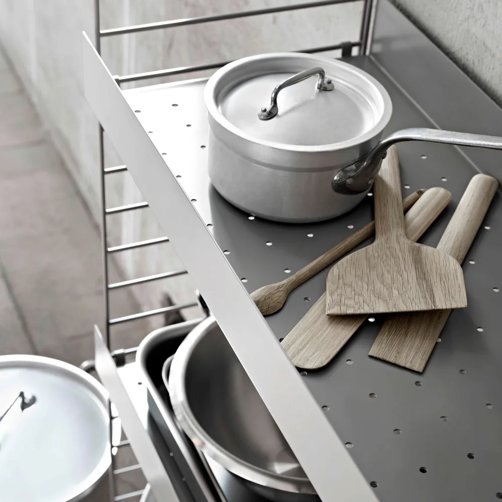 Étagère en métal String, blanc, 78x30 cm, bord haut String