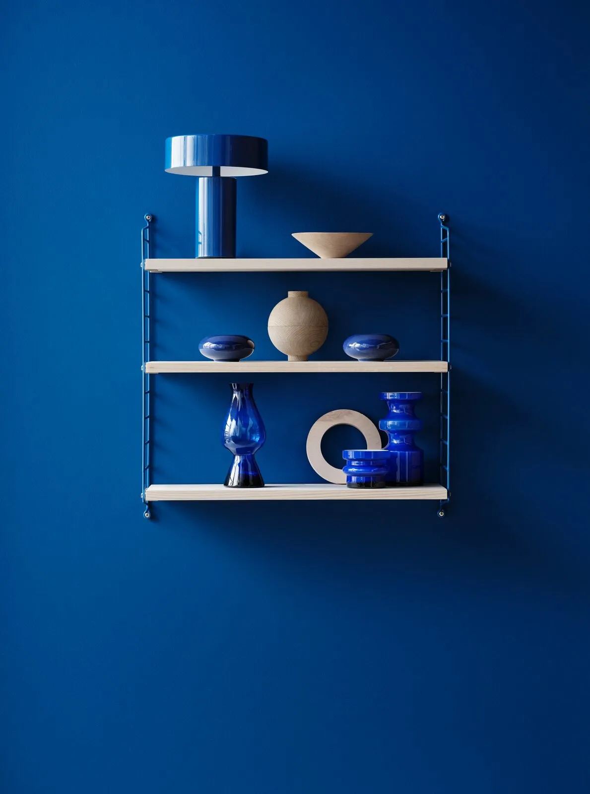 Étagère String 1949-2024 Limited Edition 60x60x20 cm, Blue/white oiled pine String