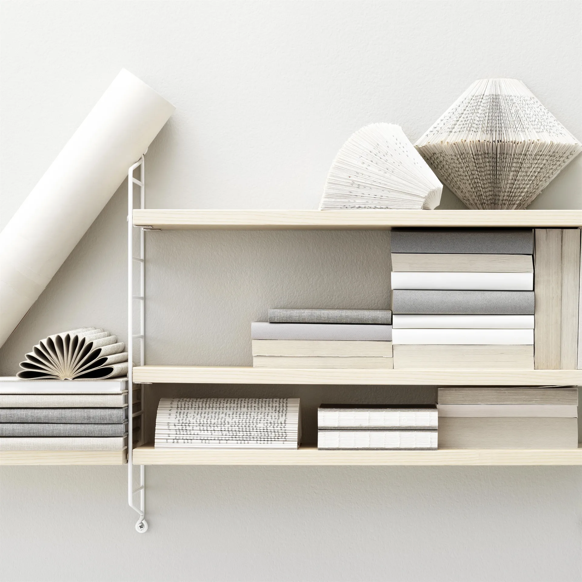 Étagère String Pocket frêne-blanc, bois-blanc String