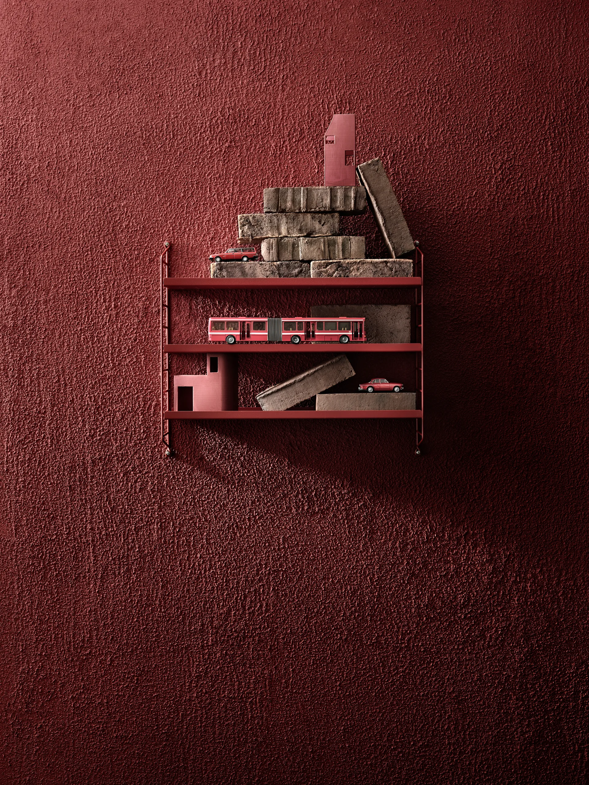 Étagère String Pocket métal, Oxtorg rouge String