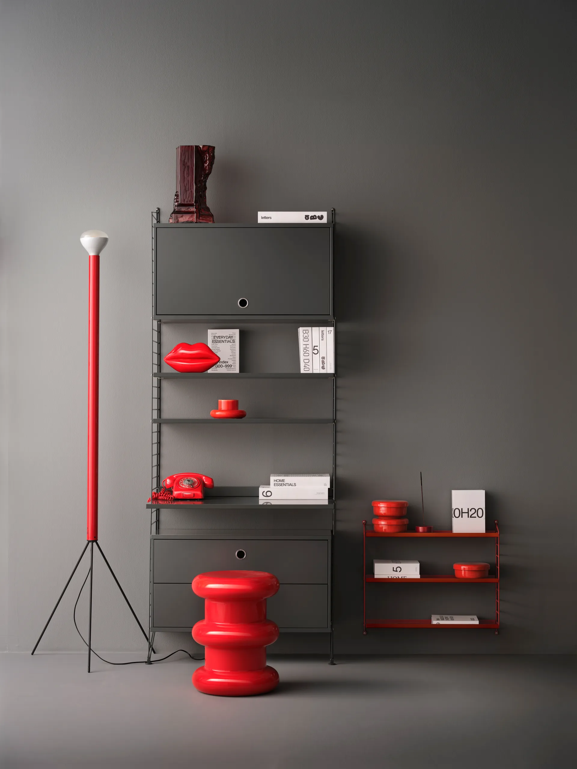 Étagère String Pocket métal, Oxtorg rouge String