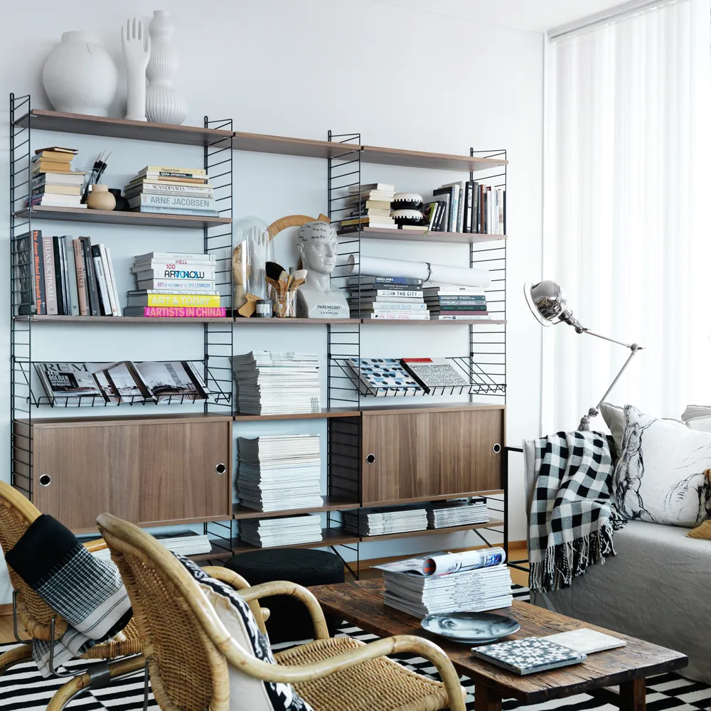 Montant d'étagère String, noir, 200x30 cm, 1 pièce String