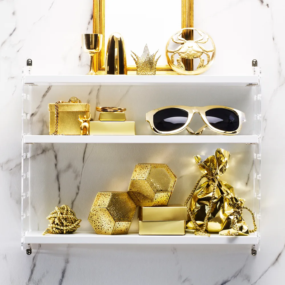 Panneau mural en plexiglas String, Transparent, 75x30 cm, lot de 2 String