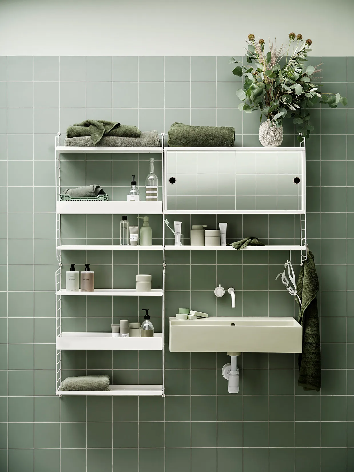 Panneau mural String, Blanc, 75x20 cm, lot de 2 String