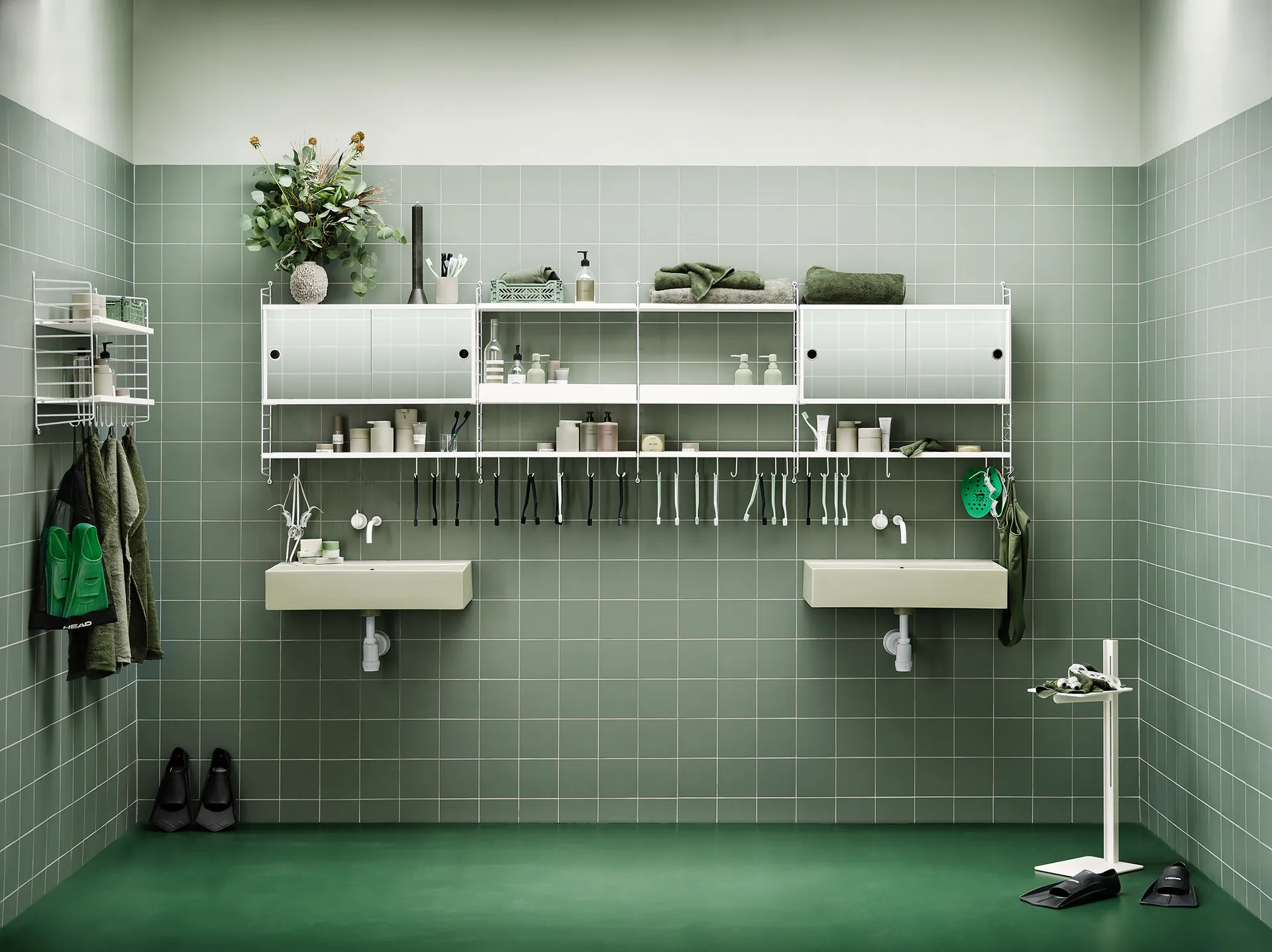 Panneau mural String, Blanc, 75x20 cm, lot de 2 String