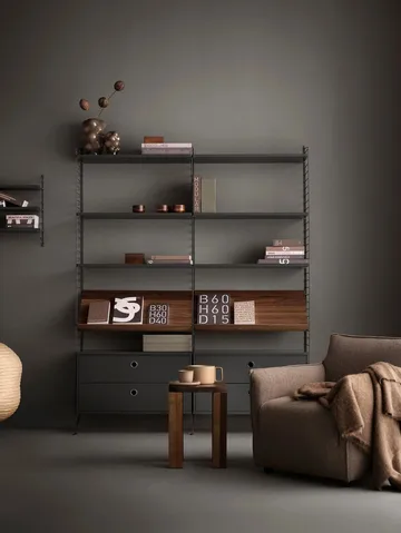 Panneau mural String - Gris foncé, 50x20 cm, lot de 2 - String