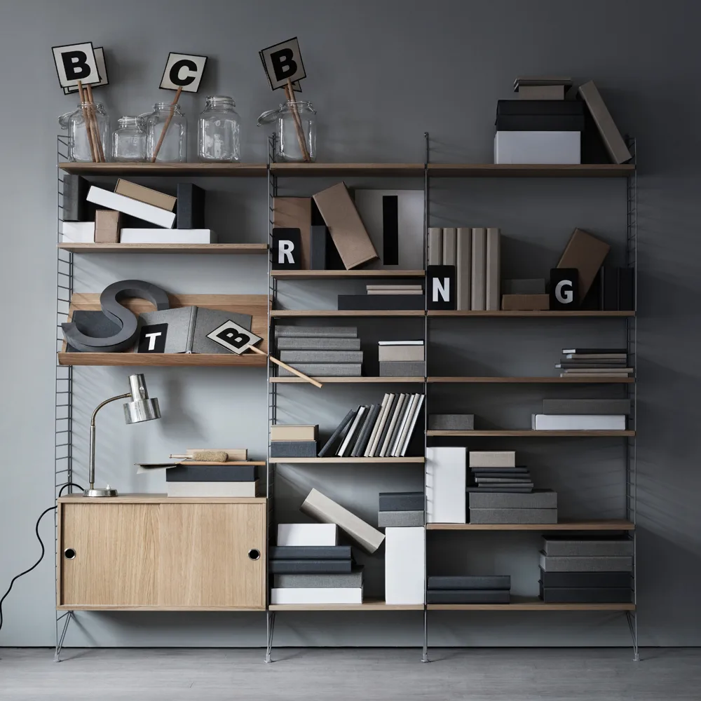 Porte-revues String bois, beige, 58x30 cm  String