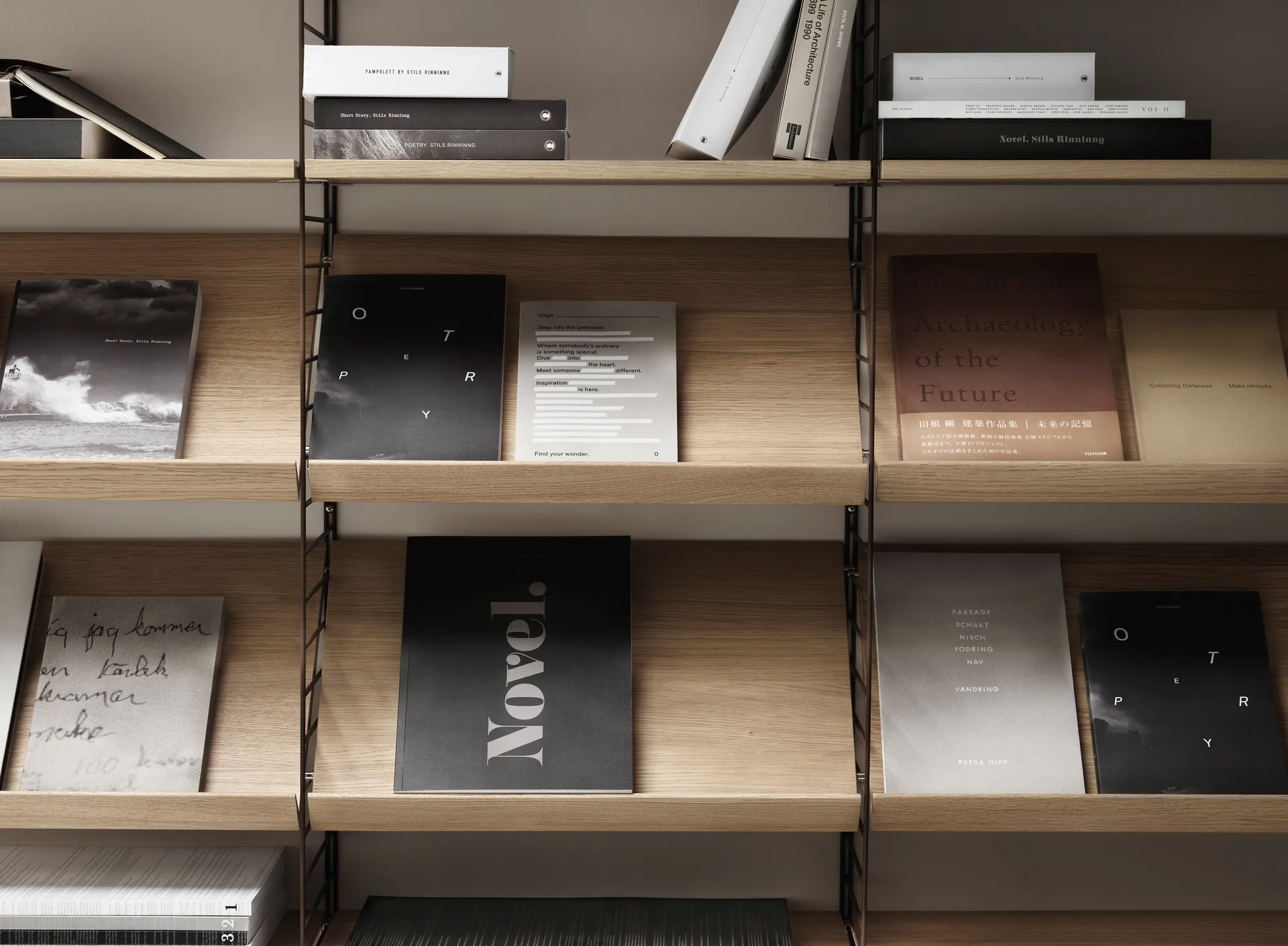 Porte-revues String bois, blanc, 58x30 cm String