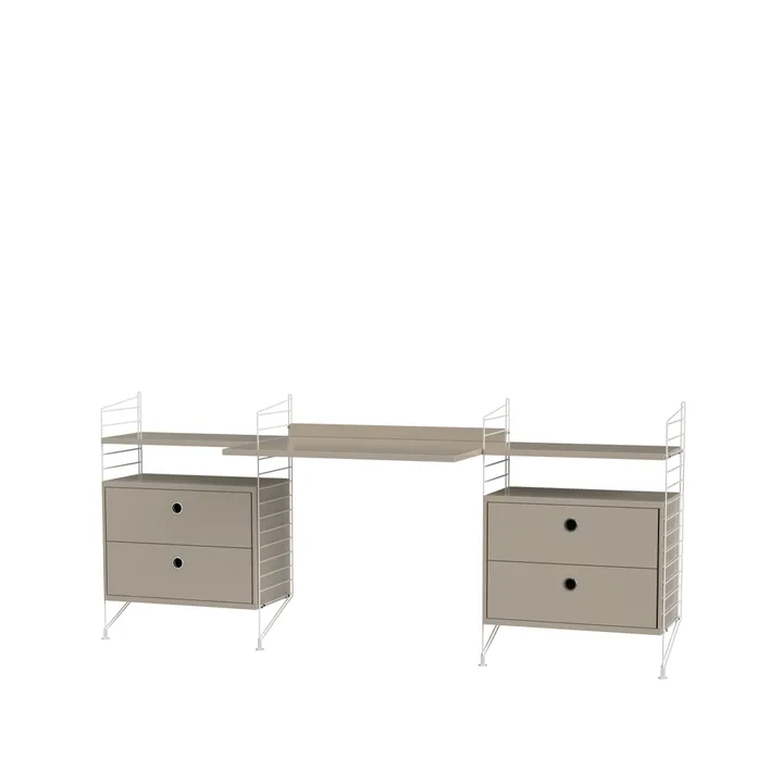 String bureau beige et blanc - combinaison C - String