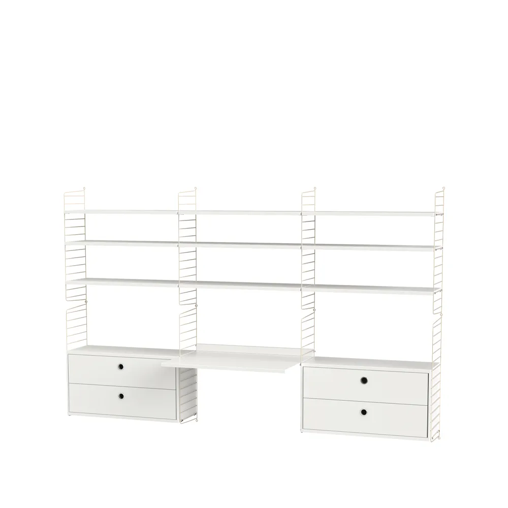 String bureau blanc et beige - combinaison F | Design Scandinave | Blanc