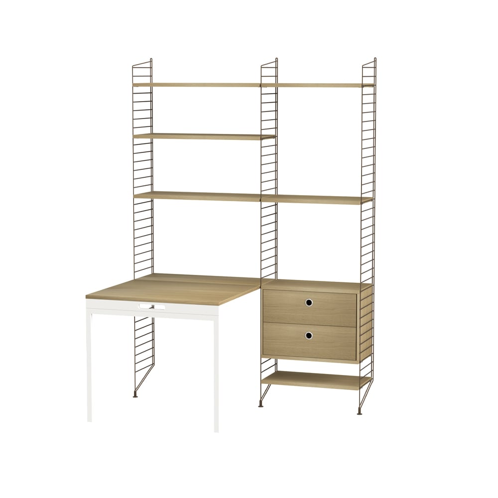 String bureau chêne et marron - combinaison E | Design Scandinave | Beige