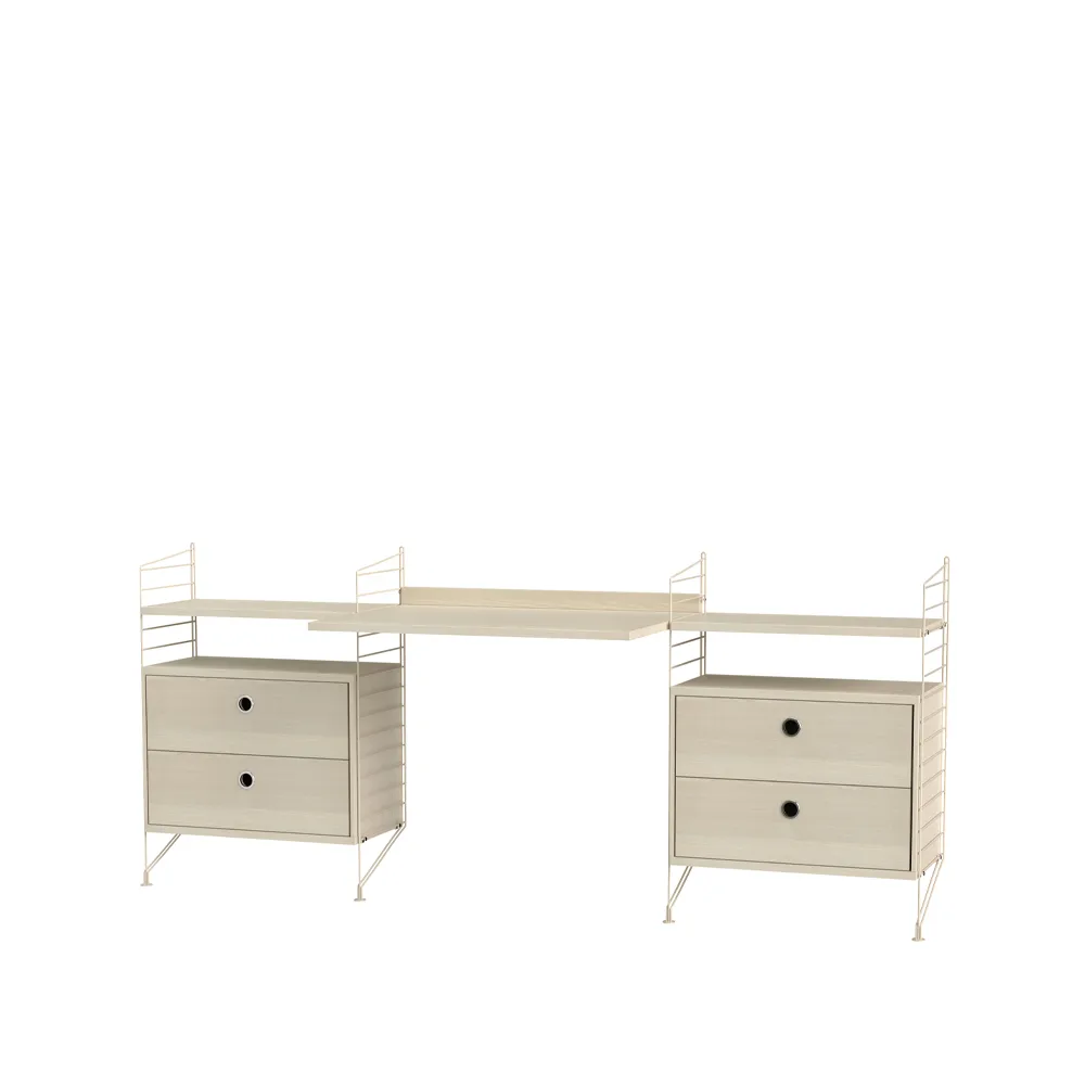 String bureau frêne et beige - combinaison C | Design Scandinave | Beige