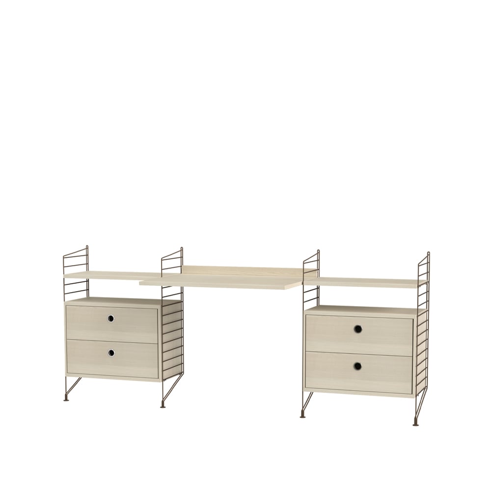 String bureau frêne et marron - combinaison C | Design Scandinave | Beige