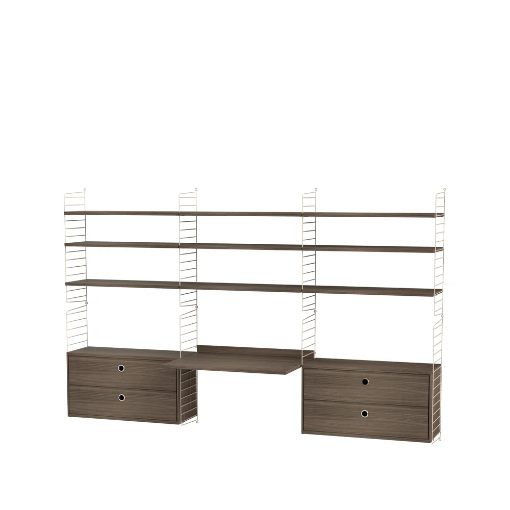 String bureau noyer et beige - combinaison F | Design Scandinave | Marron