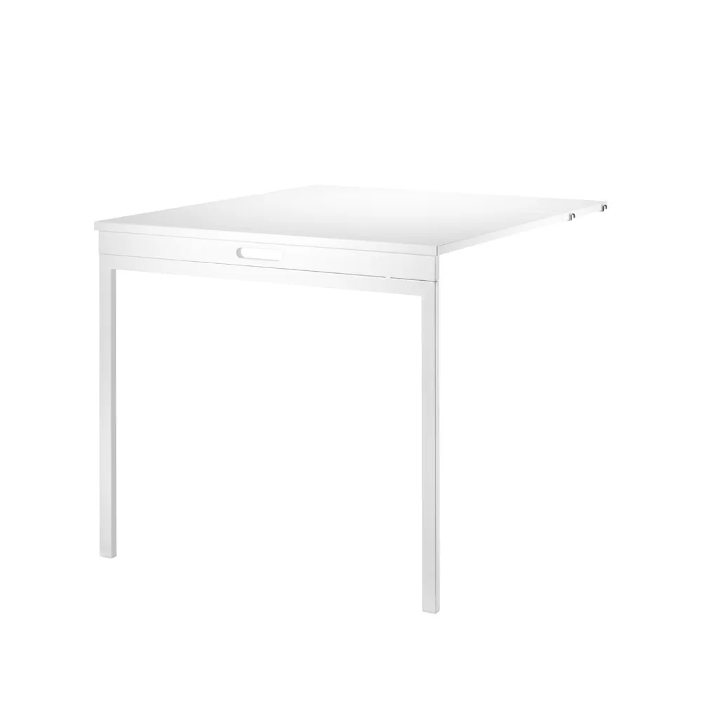 Table pliante String, Blanc-pieds en métal blanc String