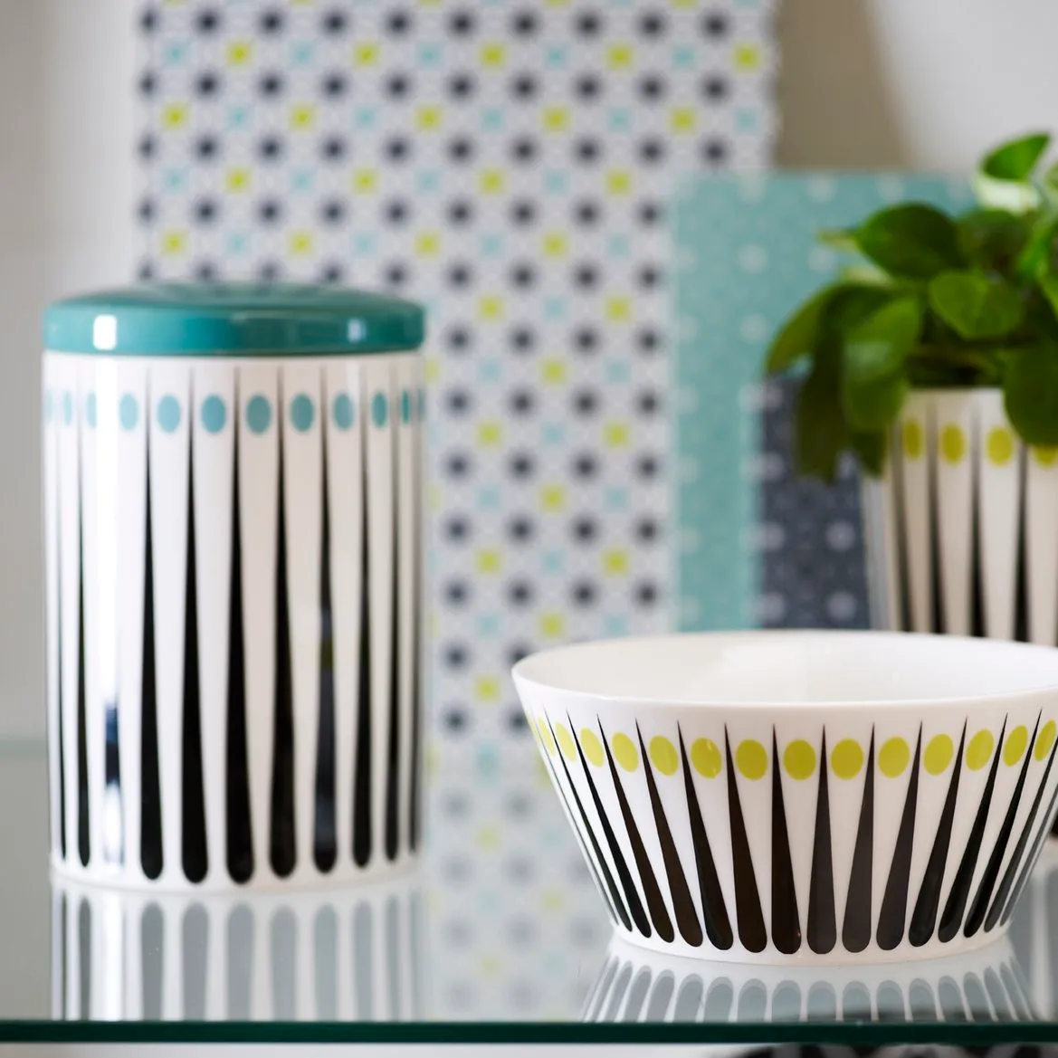 Pot de conservation Amanda, blanc-aqua 15 cm Superliving