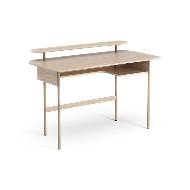 Bureau Luna avec étagère - Chêne pigmenté blanc - Swedese