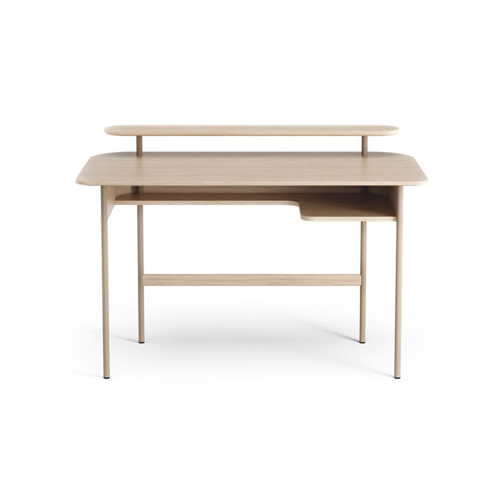 Bureau Luna avec étagère, Chêne pigmenté blanc Swedese