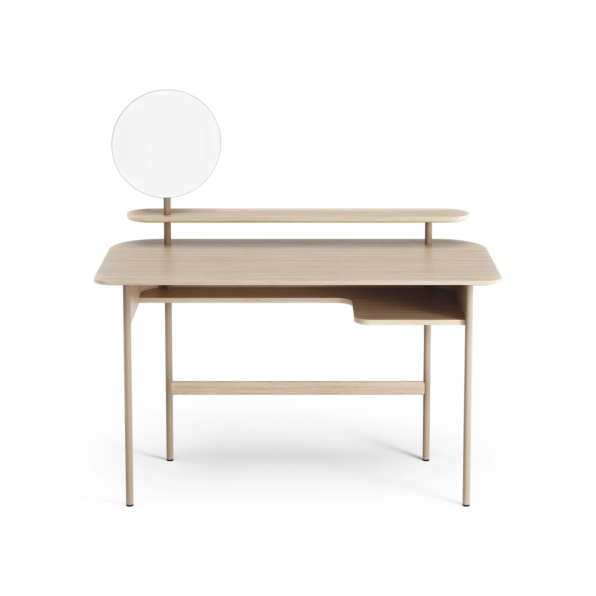 Bureau Luna avec étagère et miroir, Chêne pigmenté blanc Swedese