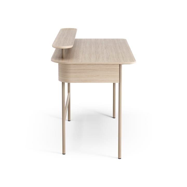 Bureau Luna avec tiroir et étagère, Chêne pigmenté blanc Swedese