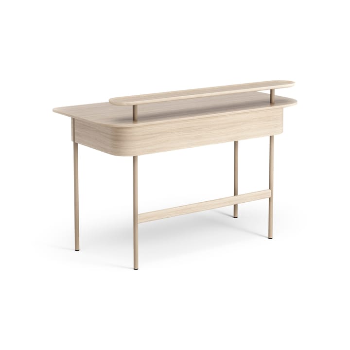 Bureau Luna avec tiroir et étagère, Chêne pigmenté blanc Swedese