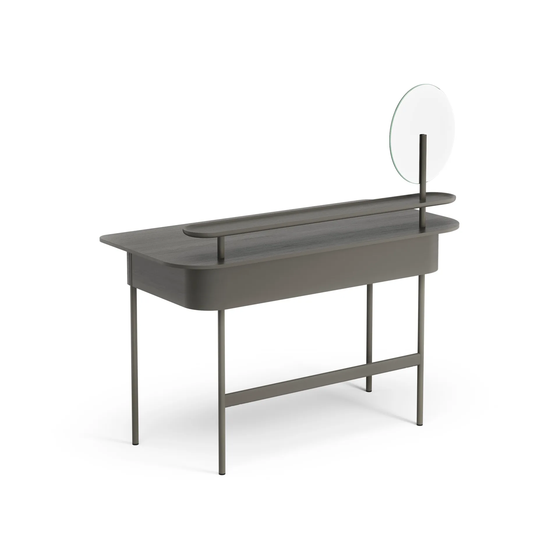 Bureau Luna avec tiroir, étagère et miroir, Chêne gris Swedese