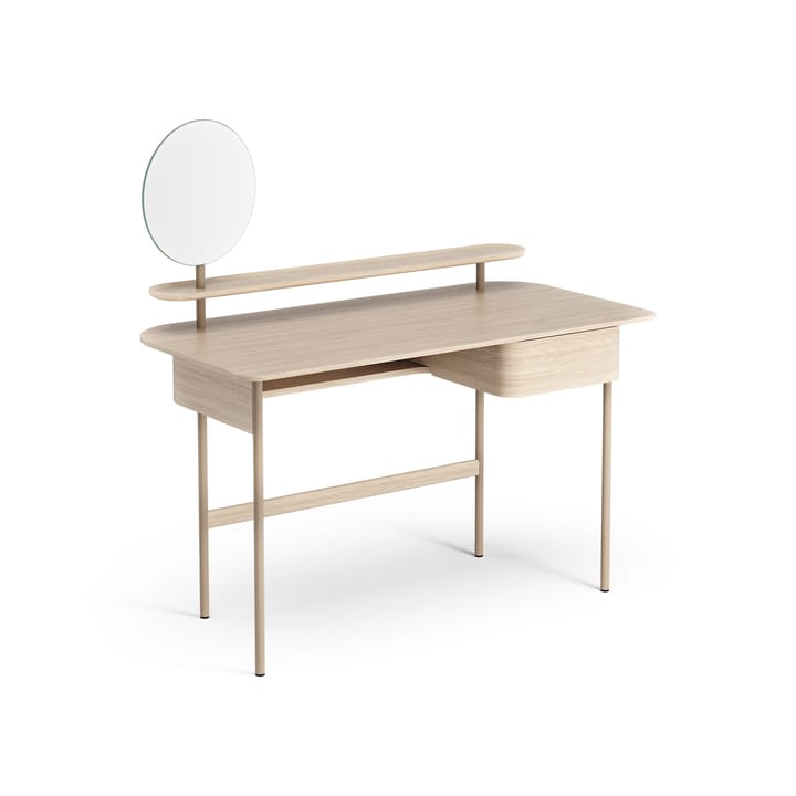 Bureau Luna avec tiroir, étagère et miroir - Chêne pigmenté blanc - Swedese