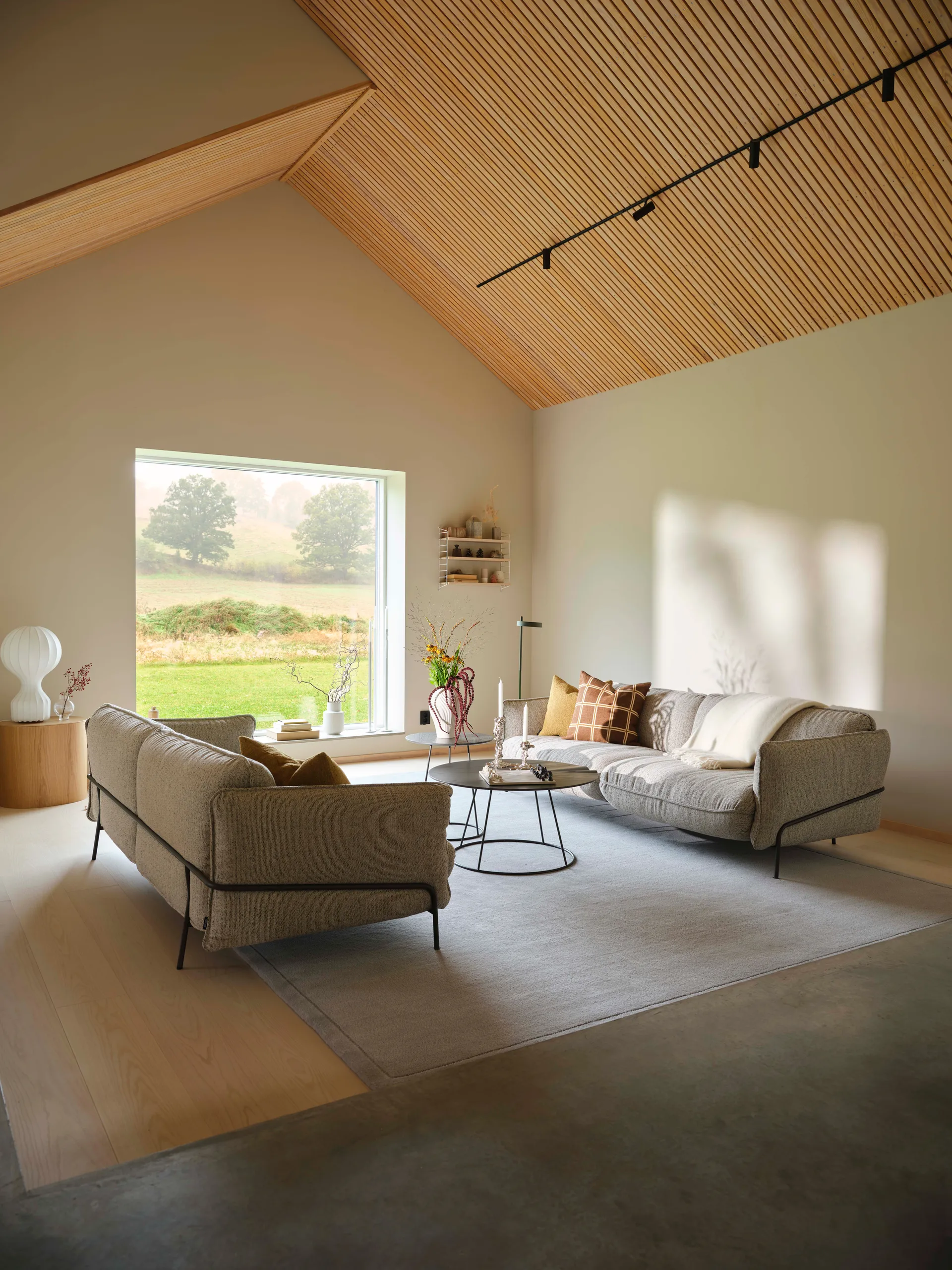 Canapé Continental, Wave Cobblestone-acier chromé Swedese