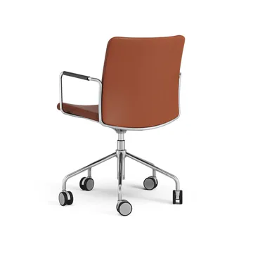 Chaise de bureau Stella réglable en hauteur - cuir elmosoft 33004 marron, chrome, aucune inclinaison au dos
 - Swedese
