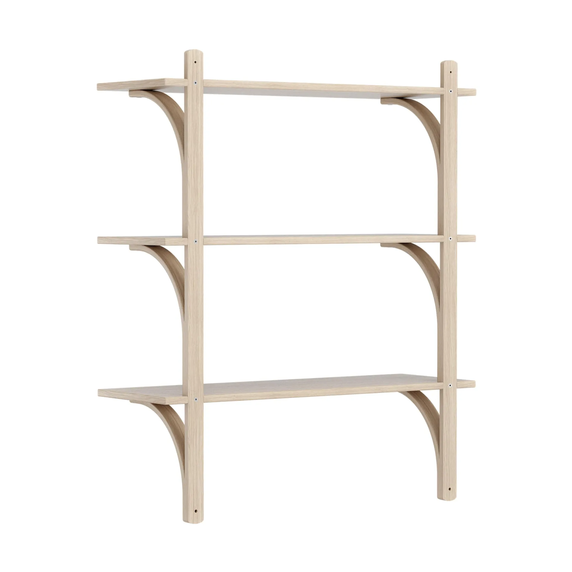 Étagère Levi à 3 plateau, Blanc pigmenté chêne-laiton, 90 cm Swedese