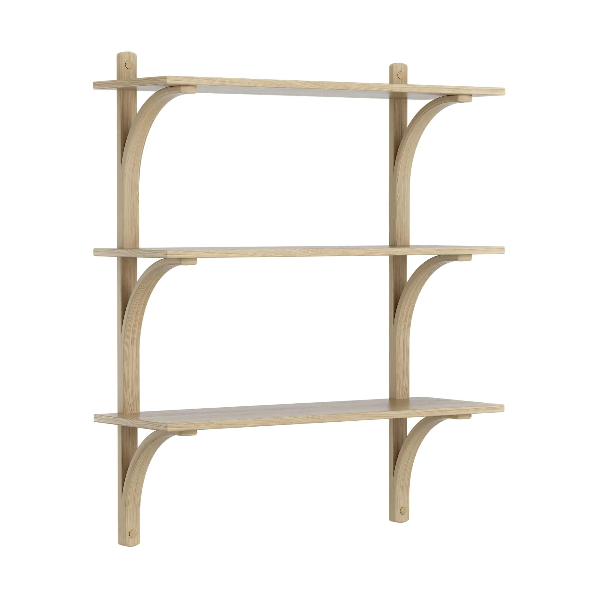 Étagère Levi à 3 plateau, Frêne chêne naturel-laiton, 90 cm Swedese