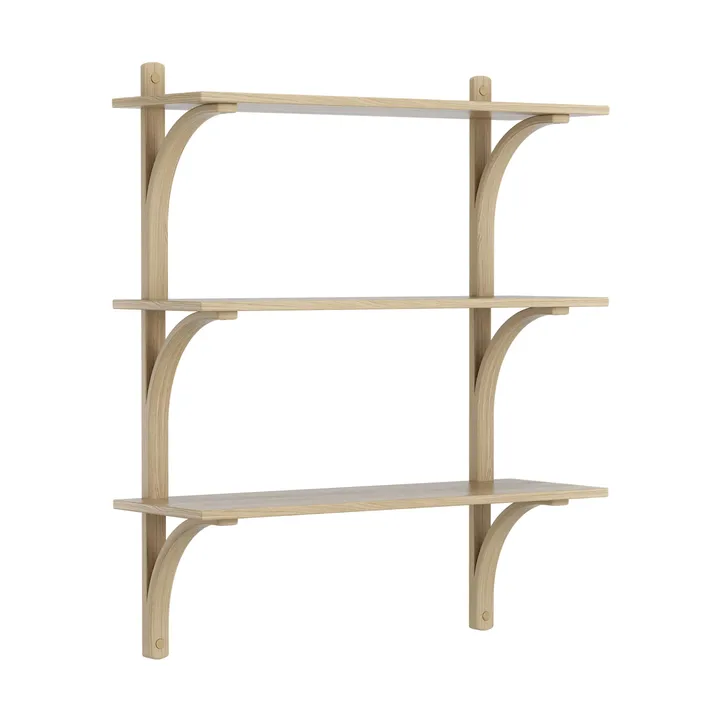 Étagère Levi à 3 plateau - Frêne chêne naturel-laiton, 90 cm - Swedese