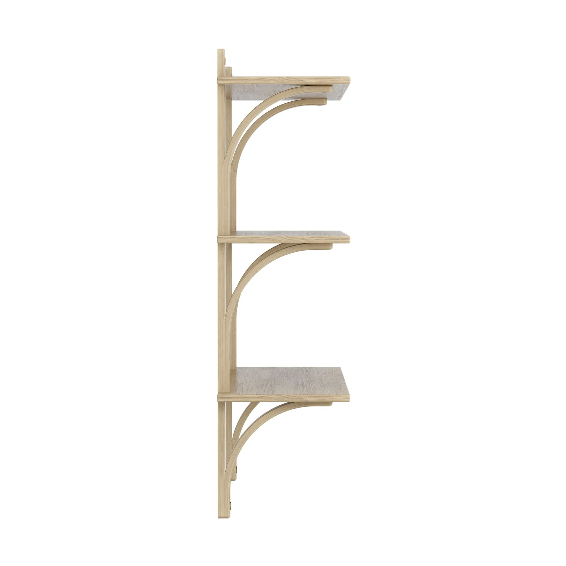 Étagère Levi à 3 plateau, Frêne chêne naturel-laiton, 90 cm Swedese