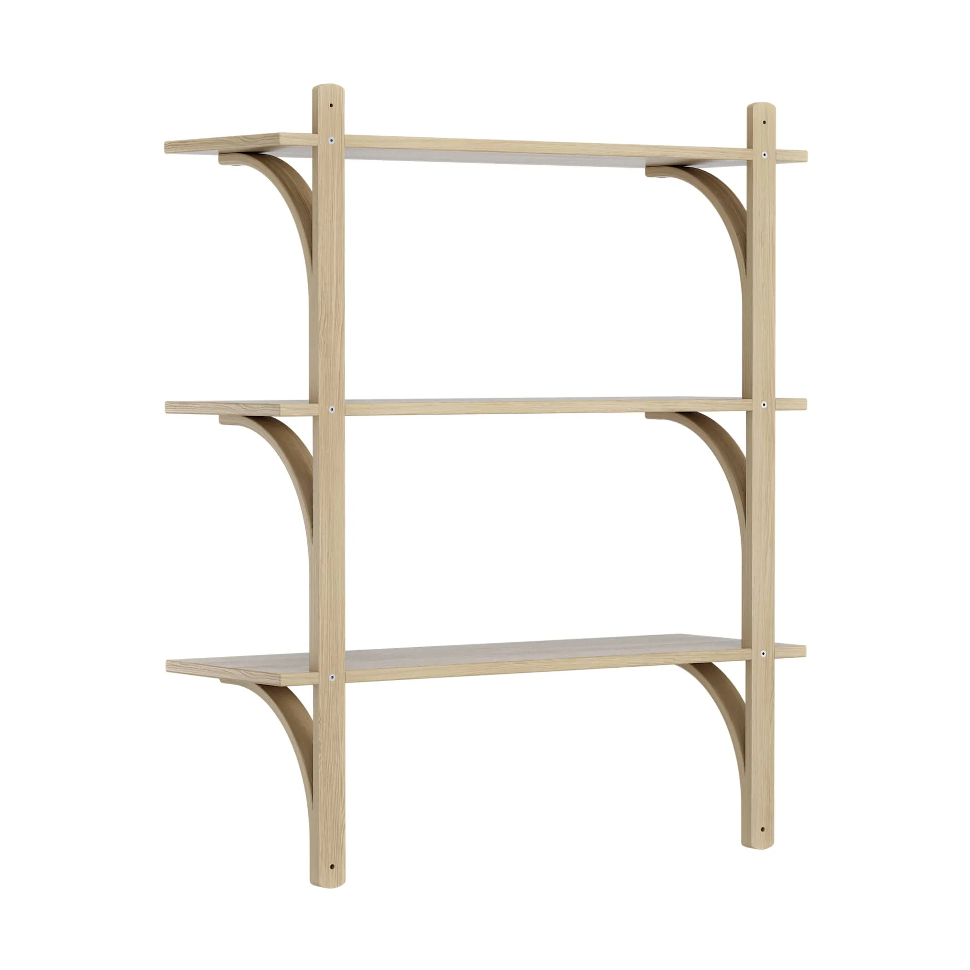 Étagère Levi à 3 plateau, Frêne chêne naturel-laiton, 90 cm Swedese