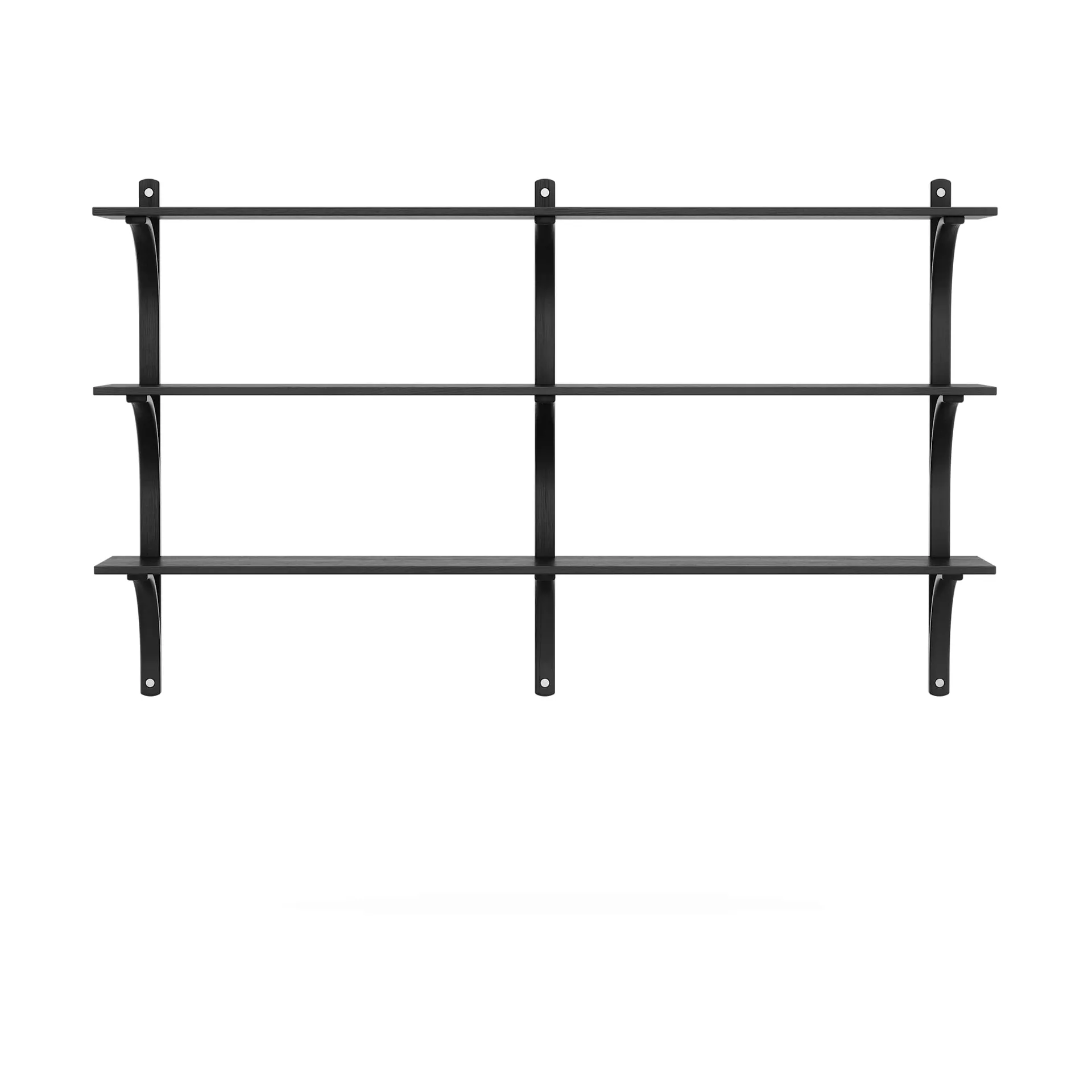 Étagère Levi à 3 plateau, Frêne noirci-aluminium, 180 cm Swedese