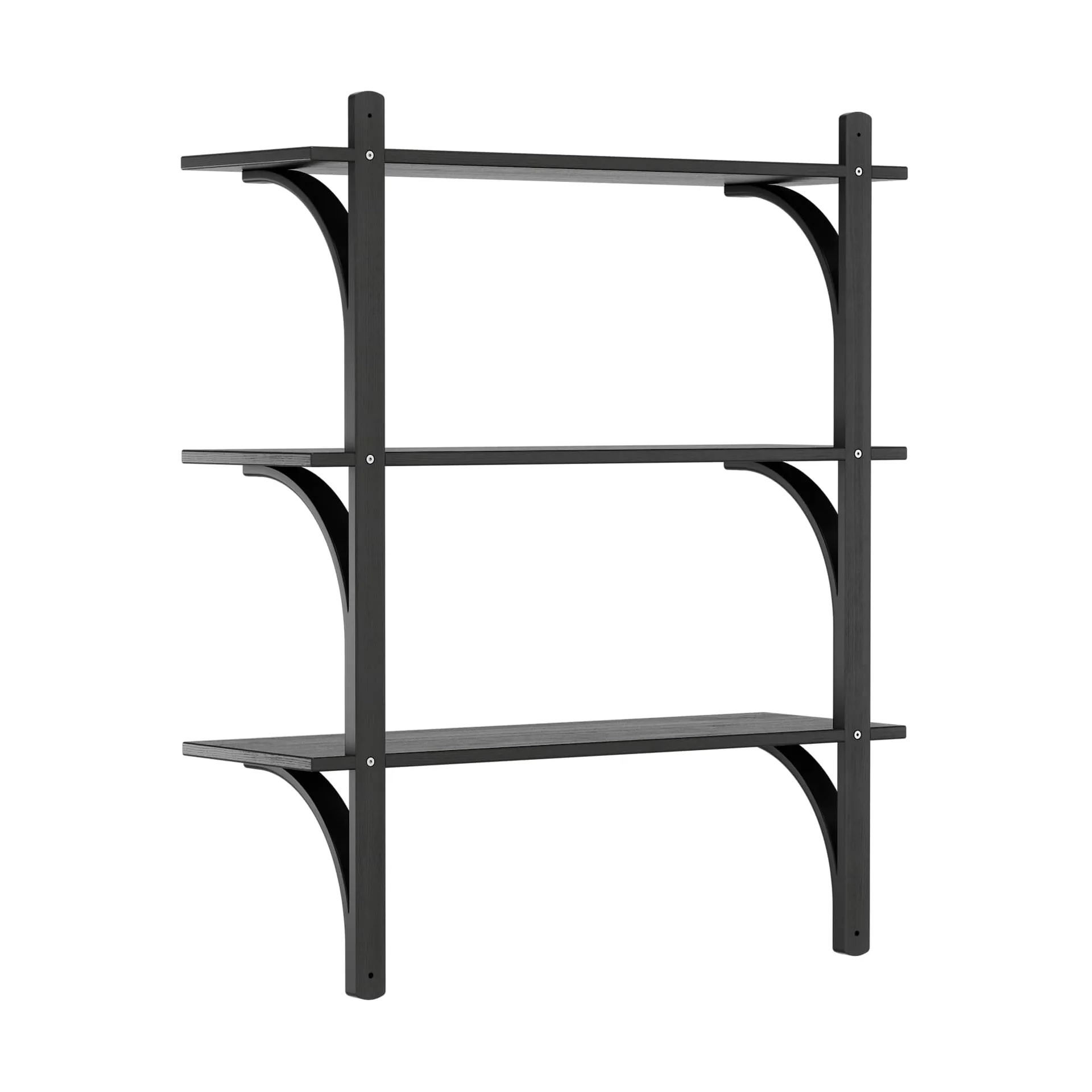 Étagère Levi à 3 plateau, Frêne noirci-aluminium, 90 cm Swedese