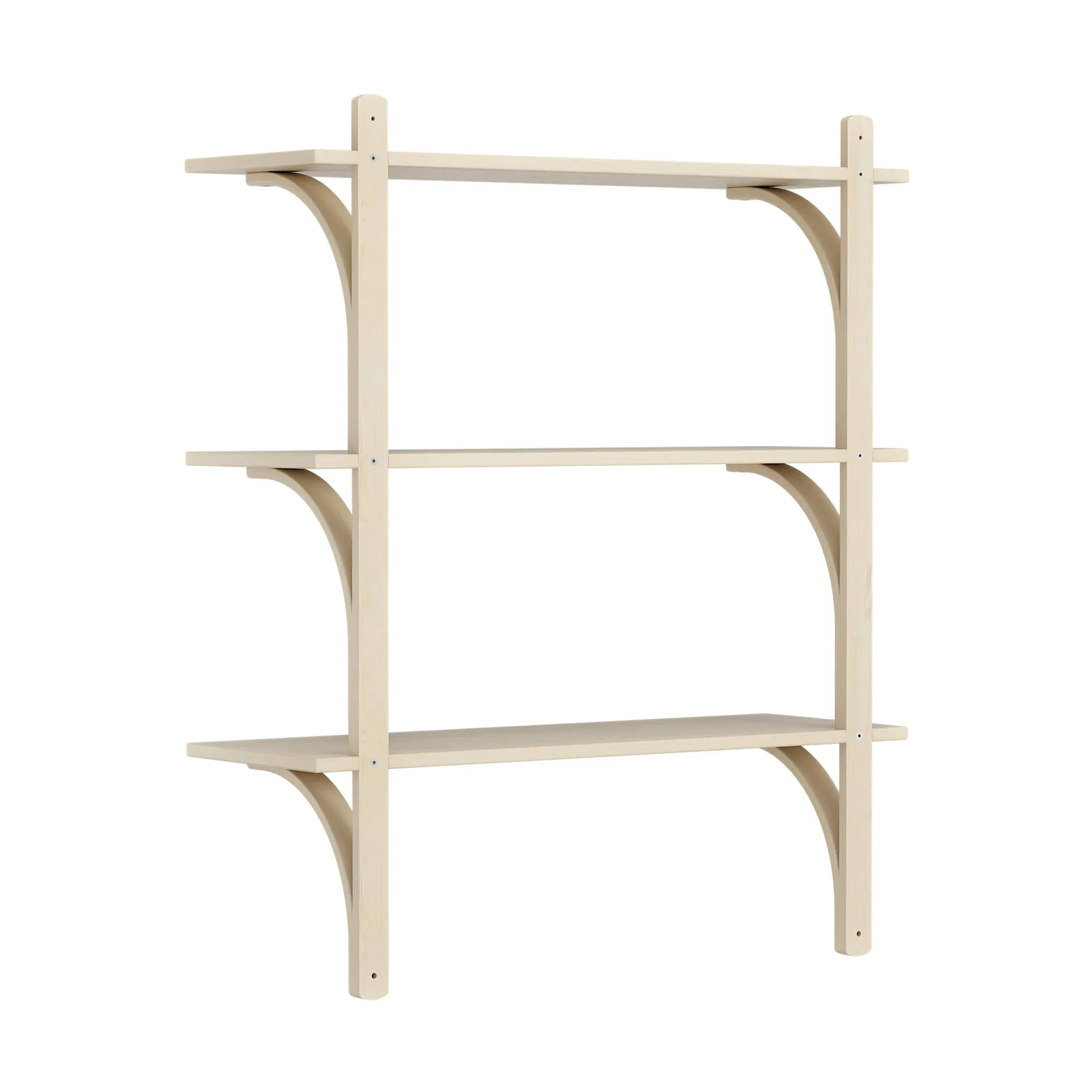 Étagère Levi à 3 plateau, Frêne verni naturel-aluminium, 90 cm Swedese