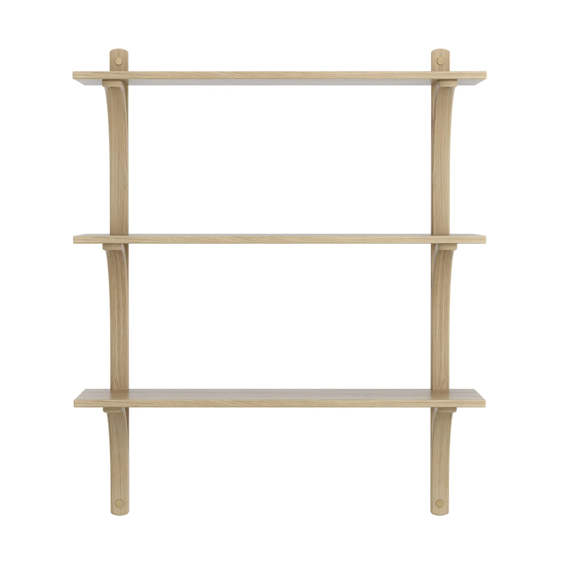 Étagère Levi à 3 plateau, Frêne verni naturel-laiton, 90 cm Swedese