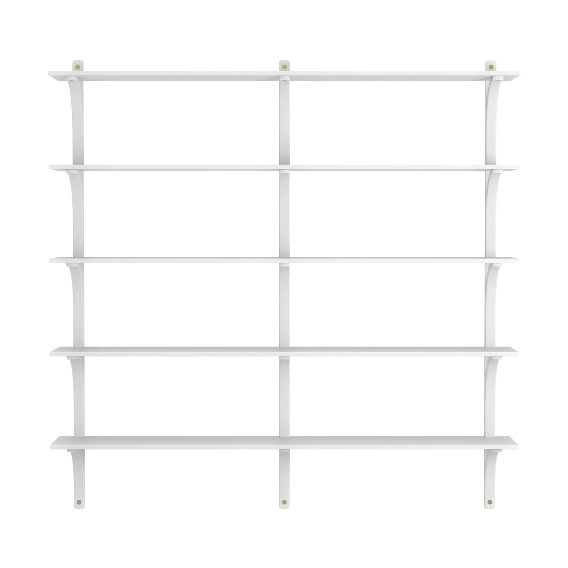 Étagère Levi à 5 plateau, Blanc laqué frêne-laiton, 180 cm Swedese