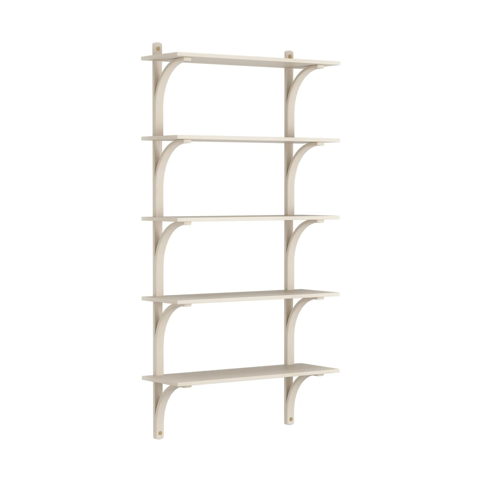 Étagère Levi à 5 plateau, Blanc pigmenté frêne-laiton, 90 cm Swedese