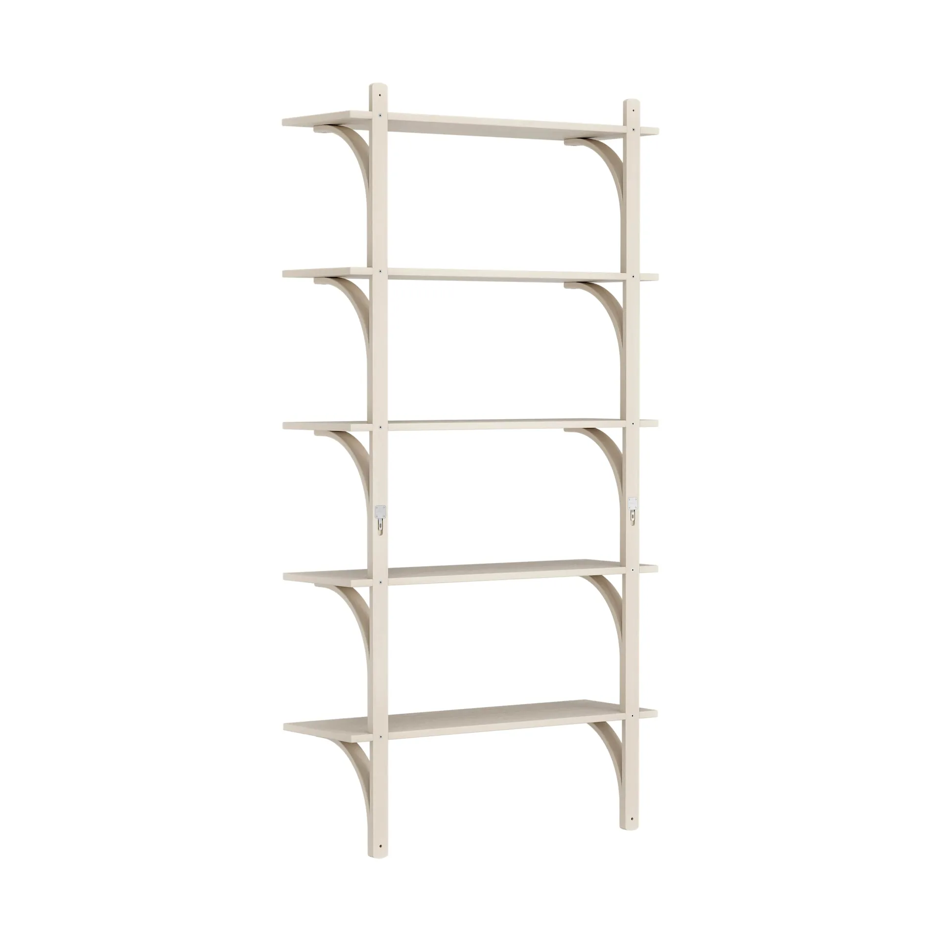 Étagère Levi à 5 plateau, Blanc pigmenté frêne-laiton, 90 cm Swedese