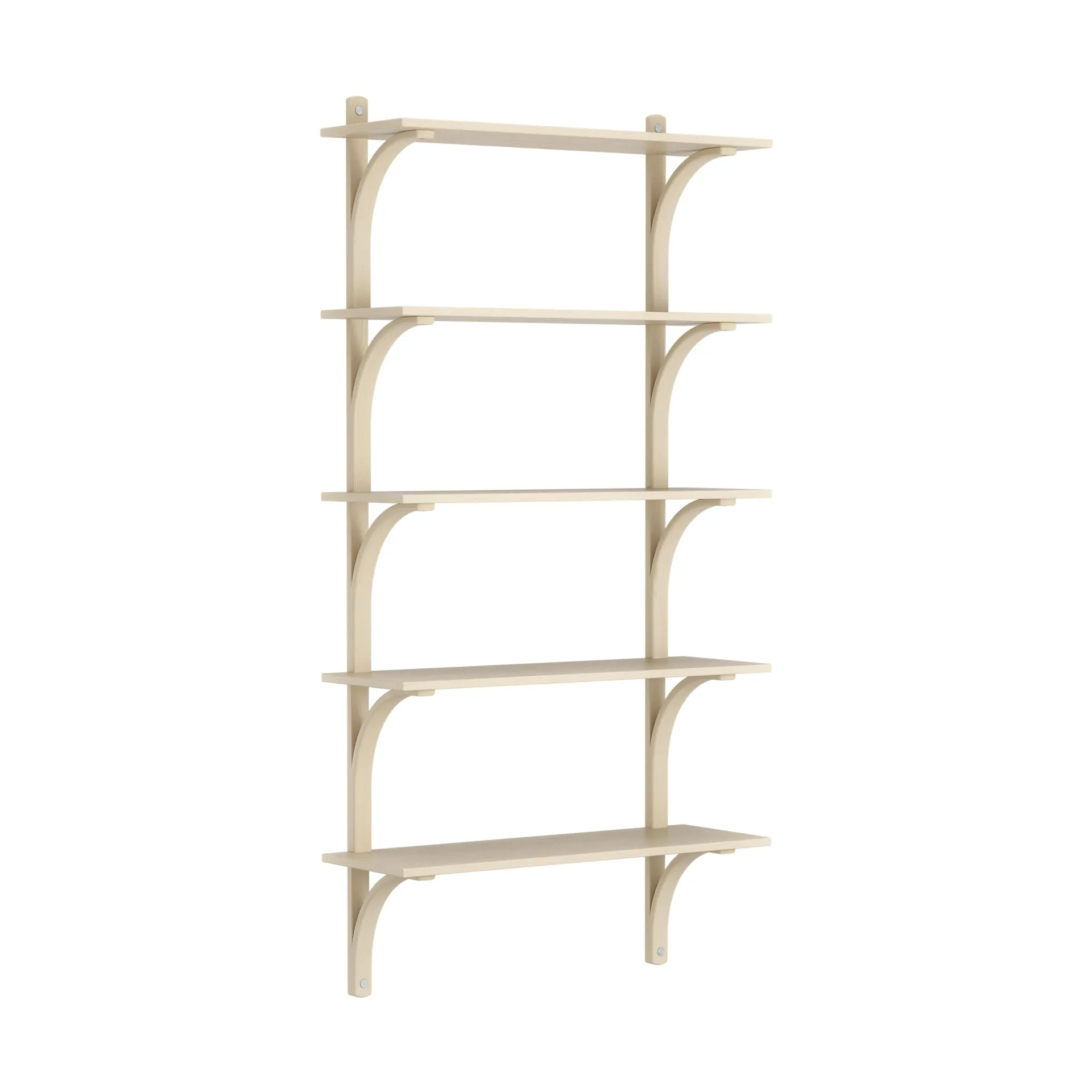 Étagère Levi à 5 plateau, Frêne verni naturel-aluminium, 90 cm Swedese