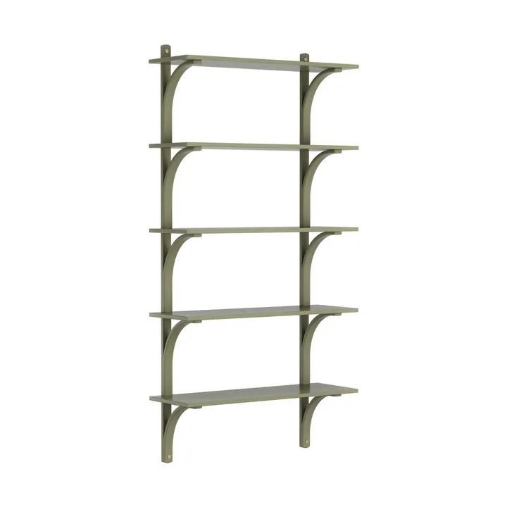 Étagère Levi à 5 plateau - Vert mousse-laiton, 90 cm - Swedese