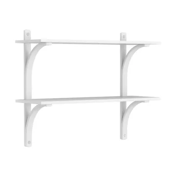 Étagère Levi - Frêne blanc-acier inoxydable, 2 étagères, 90 cm - Swedese