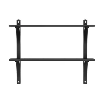 Étagère Levi - Frêne noir-acier inoxydable, 2 étagères, 90 cm - Swedese