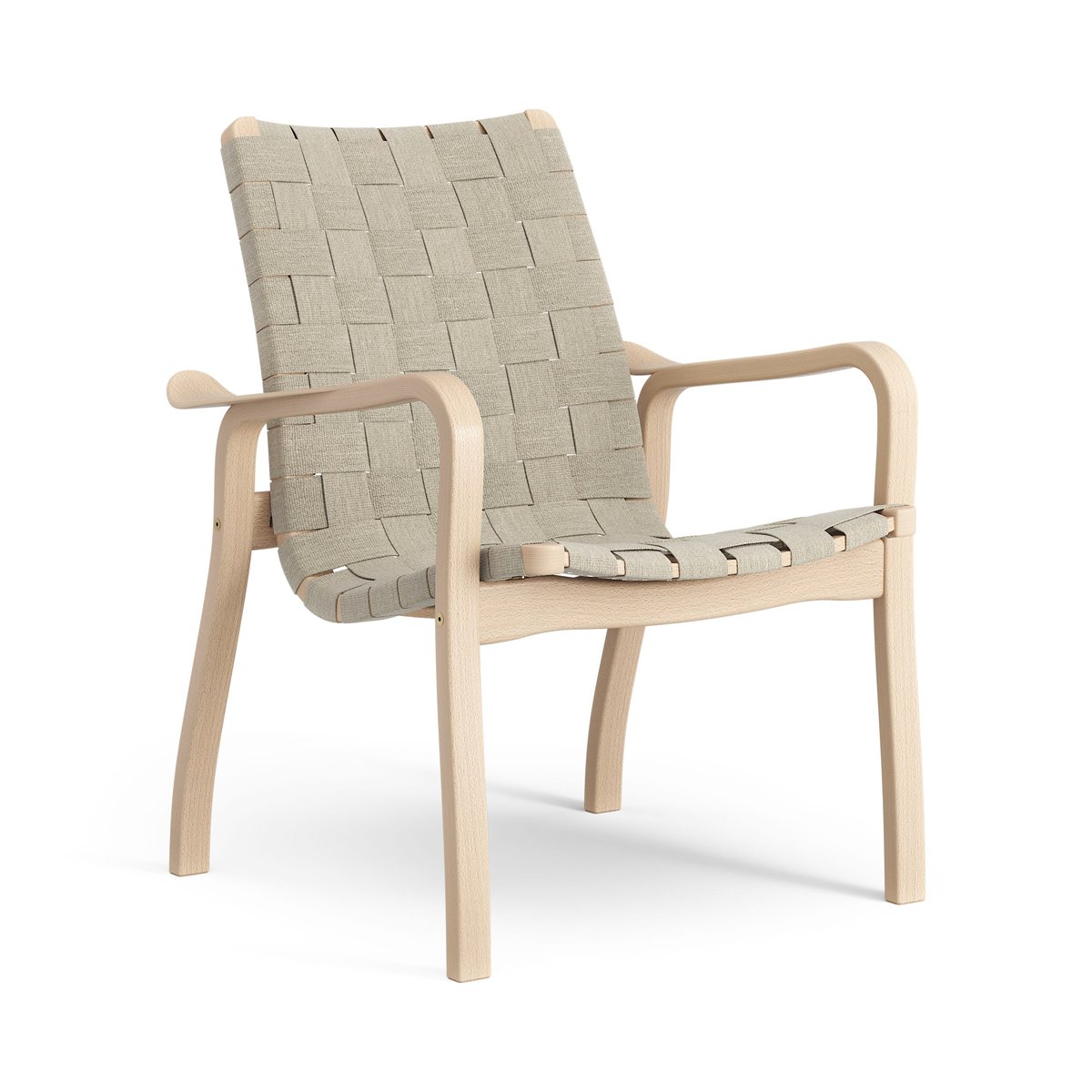 Swedese Fauteuil bas Primo hêtre laqué Nature | Design Scandinave | Chaises, tabourets & poufs | Beige